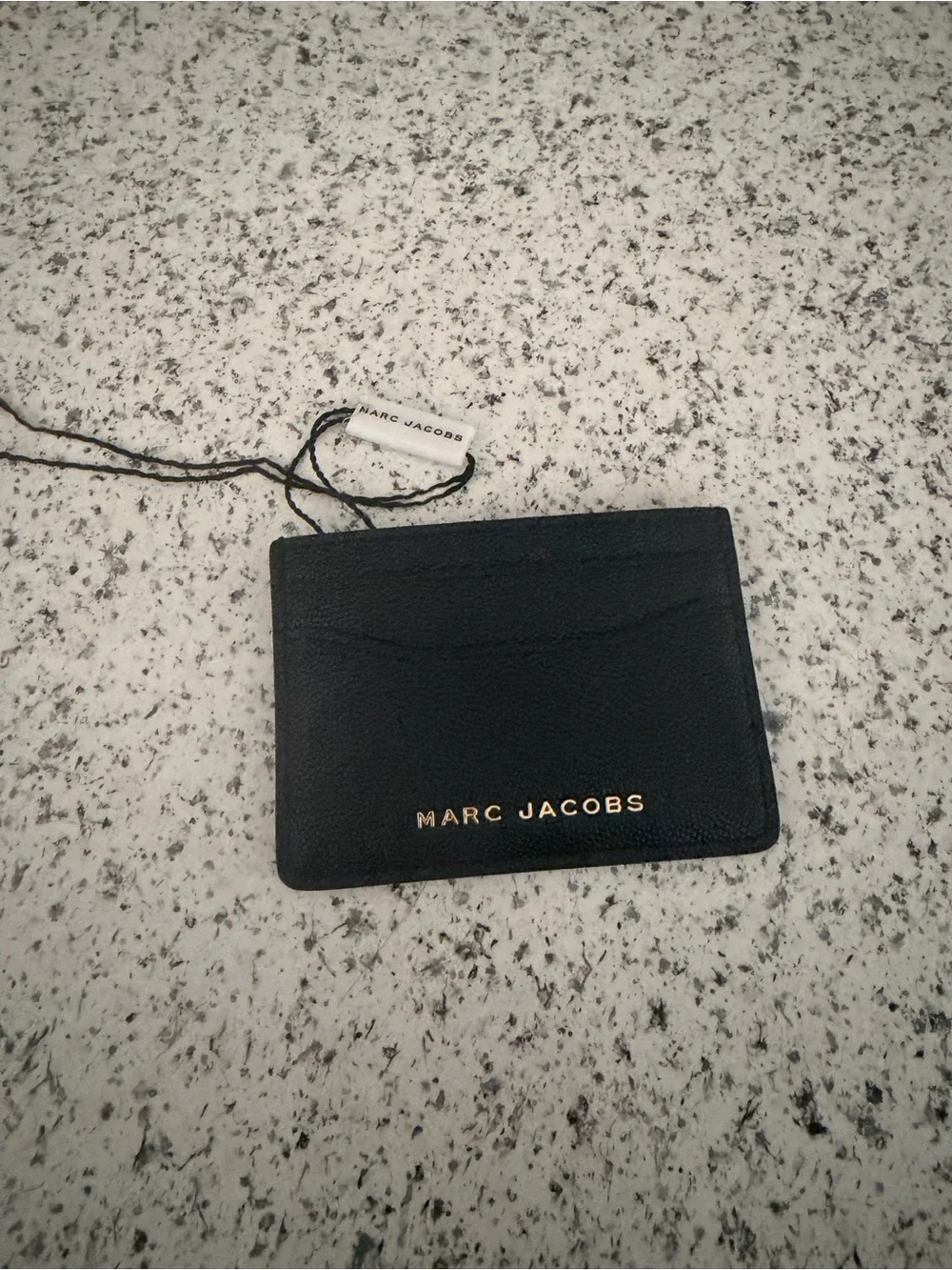Marc Jacobs Black Leather Cardholder with Gold Logo